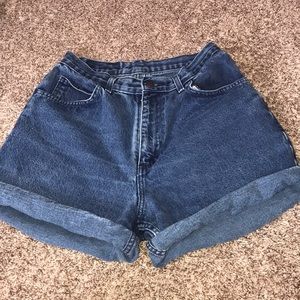 Dark wash mom jean shorts